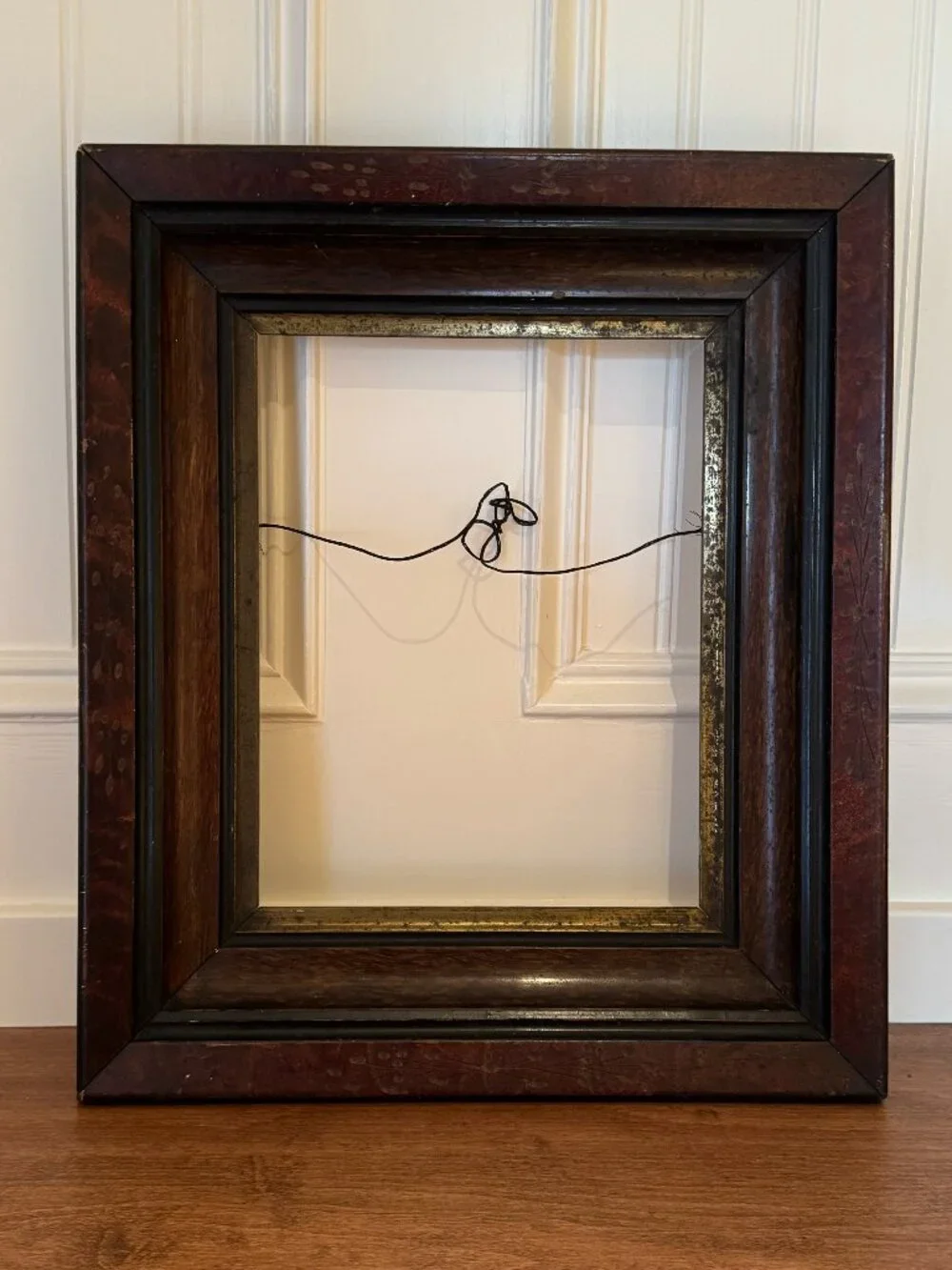 Antique Victorian Wood Picture Frame Gilt Liner Fits 8x10 Walnut Deep Profile